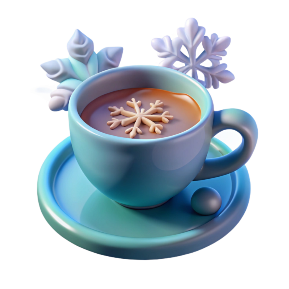 Winter Warmer Cozy Hot Chocolate with Snowflake Design png
