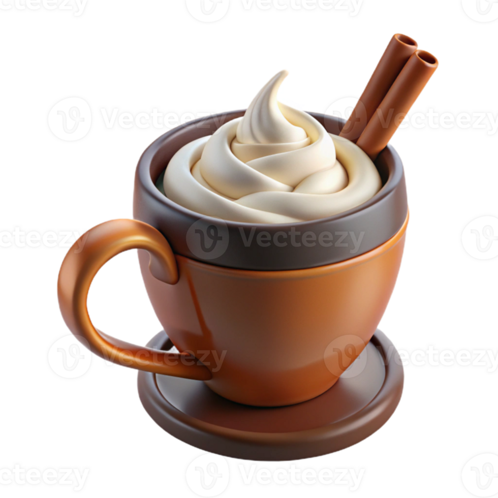 beautiful contemporary Whipped Cream Hot Chocolate 3D Render premium png