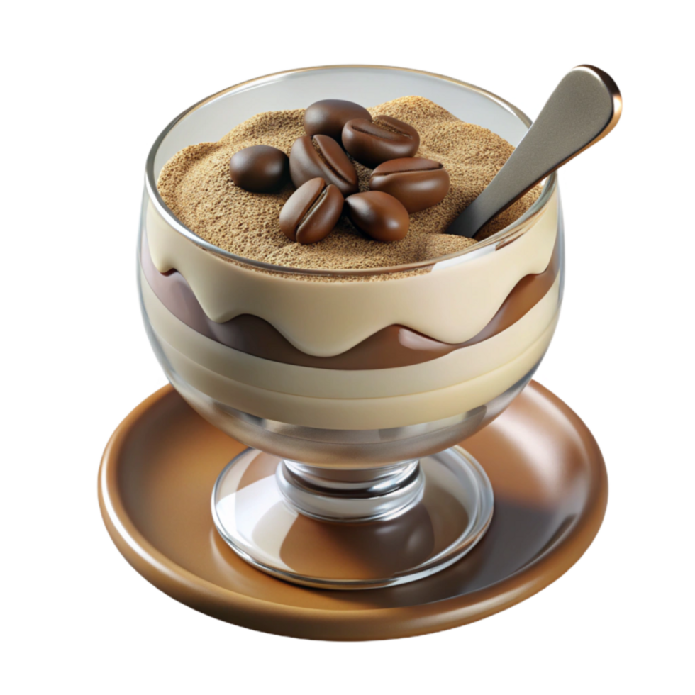 Layered Coffee Dessert Creamy Chocolate and Coffee Bean Delight png