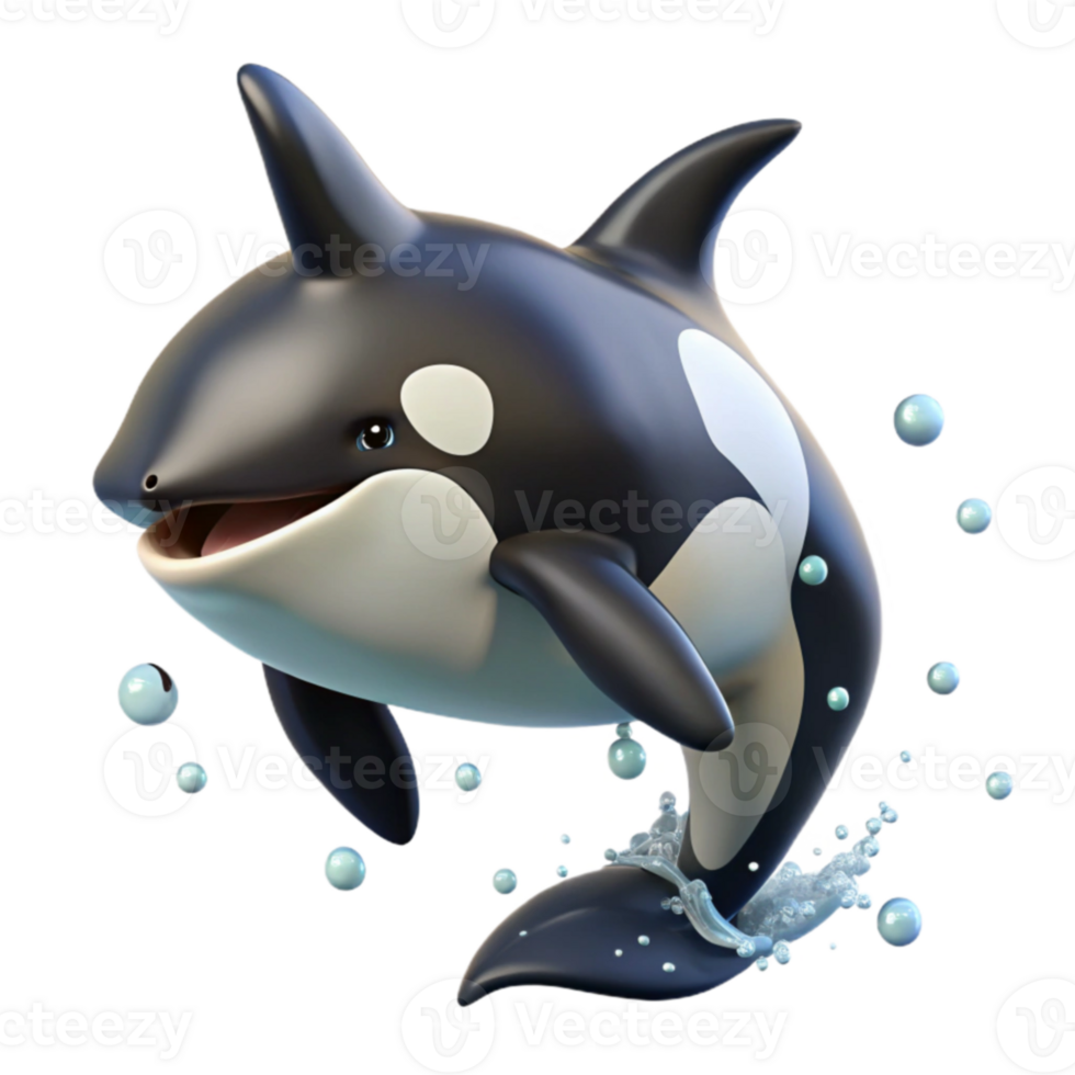dramatic contemporary Playful Orca 3D Render high quality png