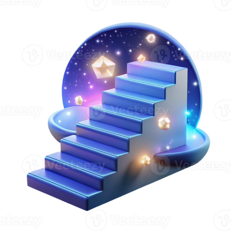 beautiful rustic Cosmic Staircase 3D Render high quality png