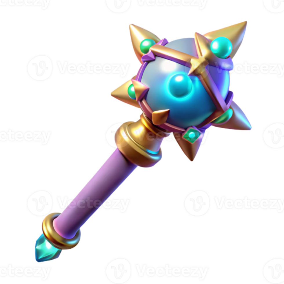 dramatic traditional 3D Render Magical Orb Scepter high resolution png