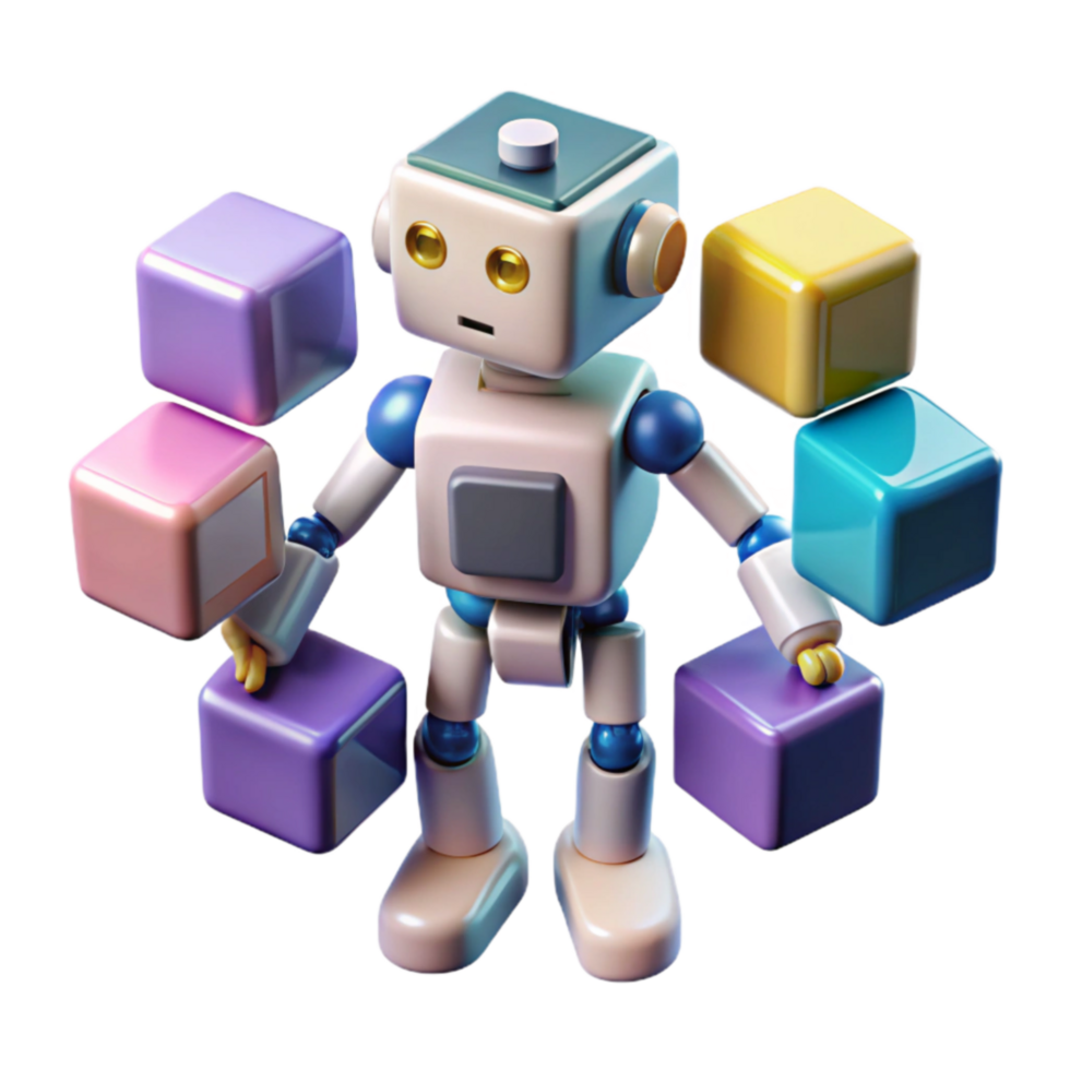 robô com colorida blocos automação, ai, e modular Projeto png
