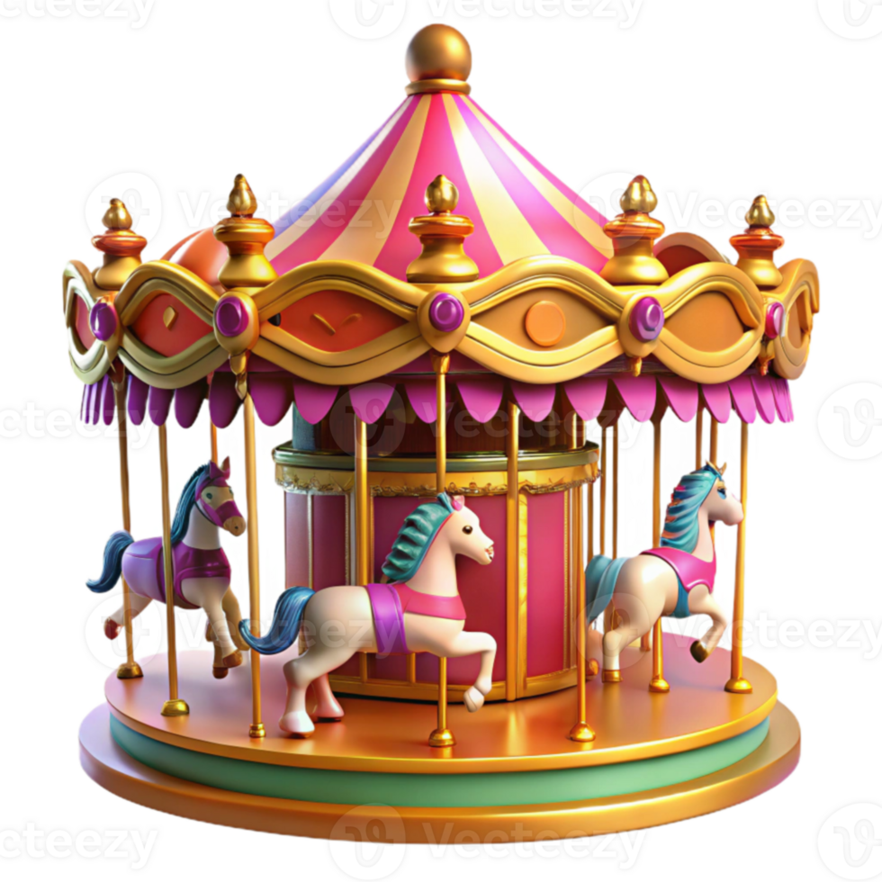 serene abstract Whimsical Carousel 3D Render exclusive png