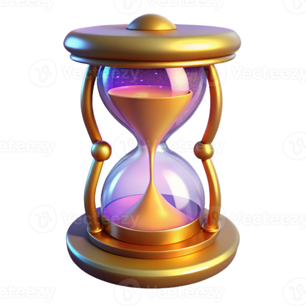 vibrant classic Golden Hourglass 3D Render high resolution png