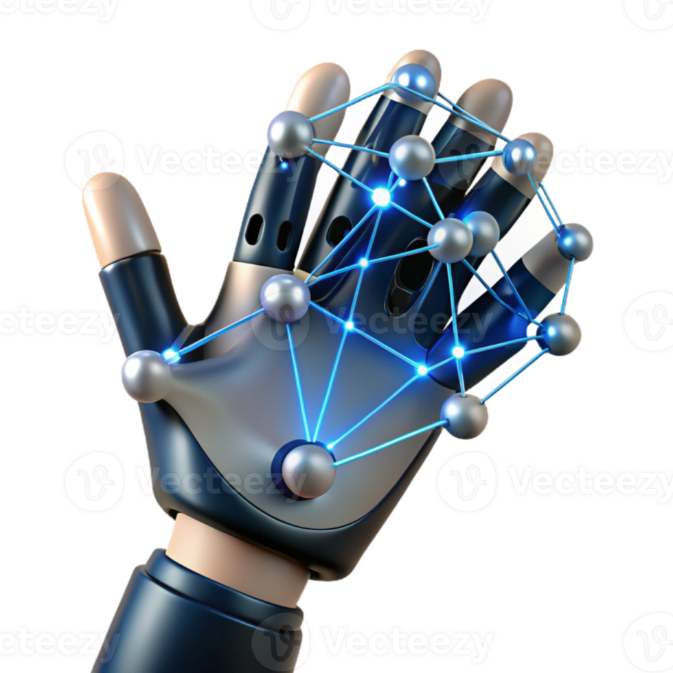 Robotic Hand Network Connectivity Exploring AI Automation png