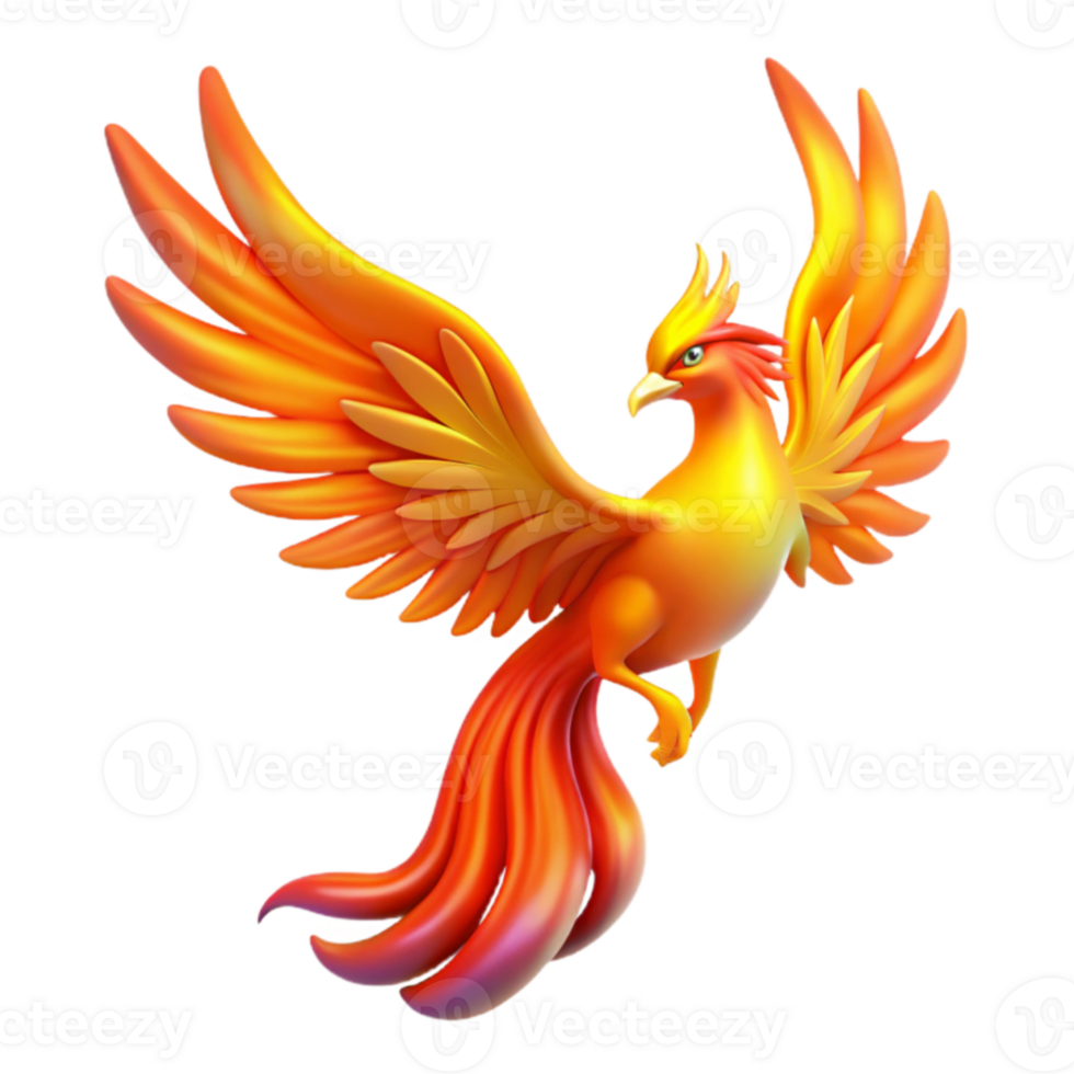 beautiful minimalist Fiery Phoenix 3D Illustration exclusive png