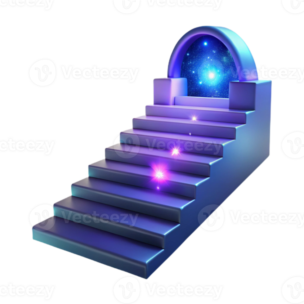 serene traditional 3D Stairway to Heaven Illustration genuine png