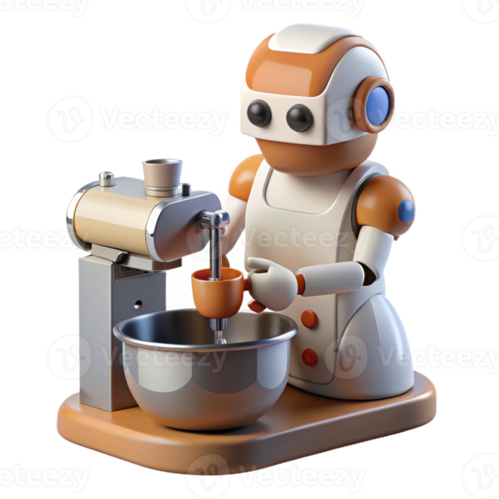 Robot Chef Automated Baking with Kitchen Appliances png