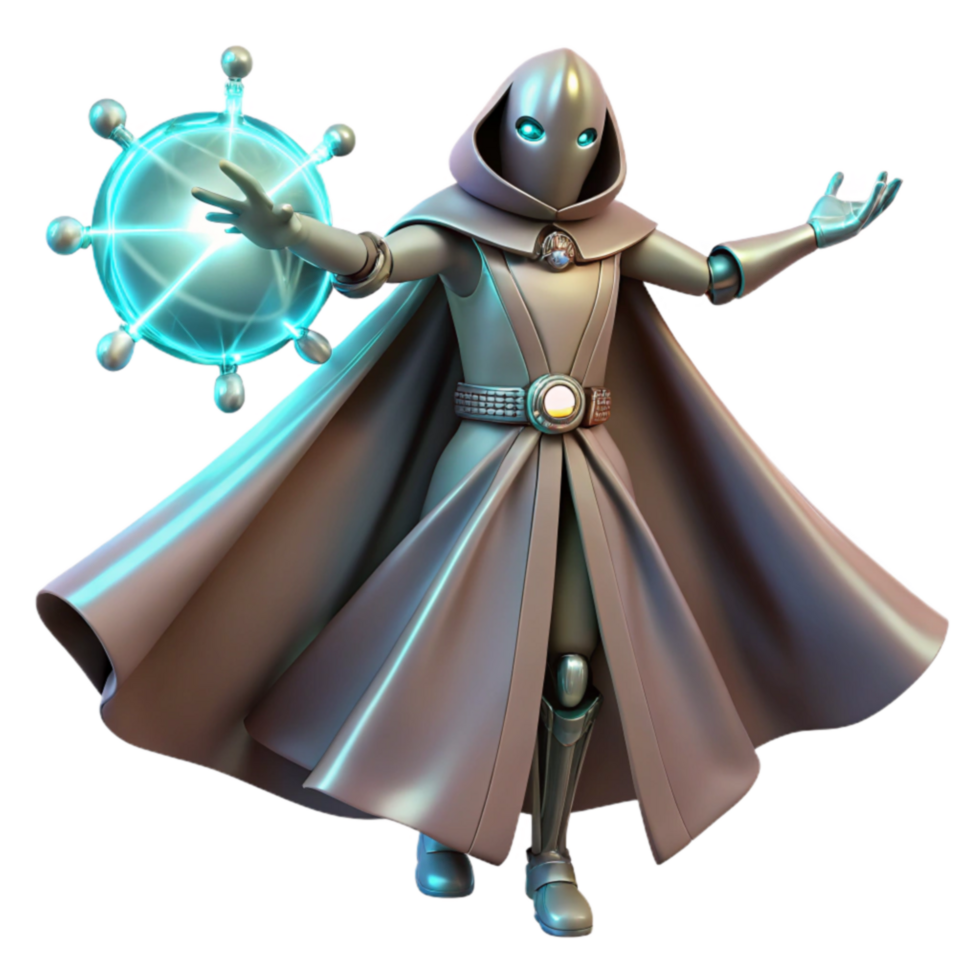 Mystic Robotic Sorcerer Fantasy 3D Render png