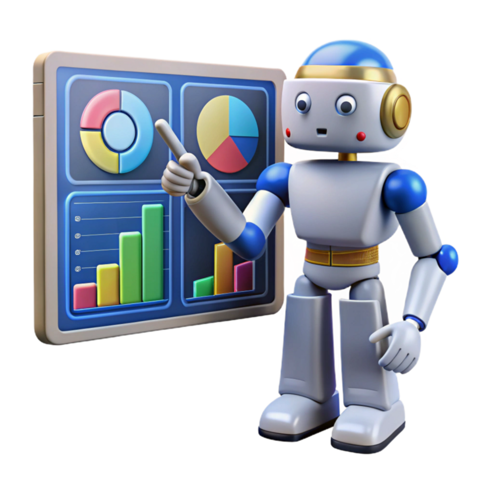 Robot Presenting Data AI-Driven Analytics Dashboard png