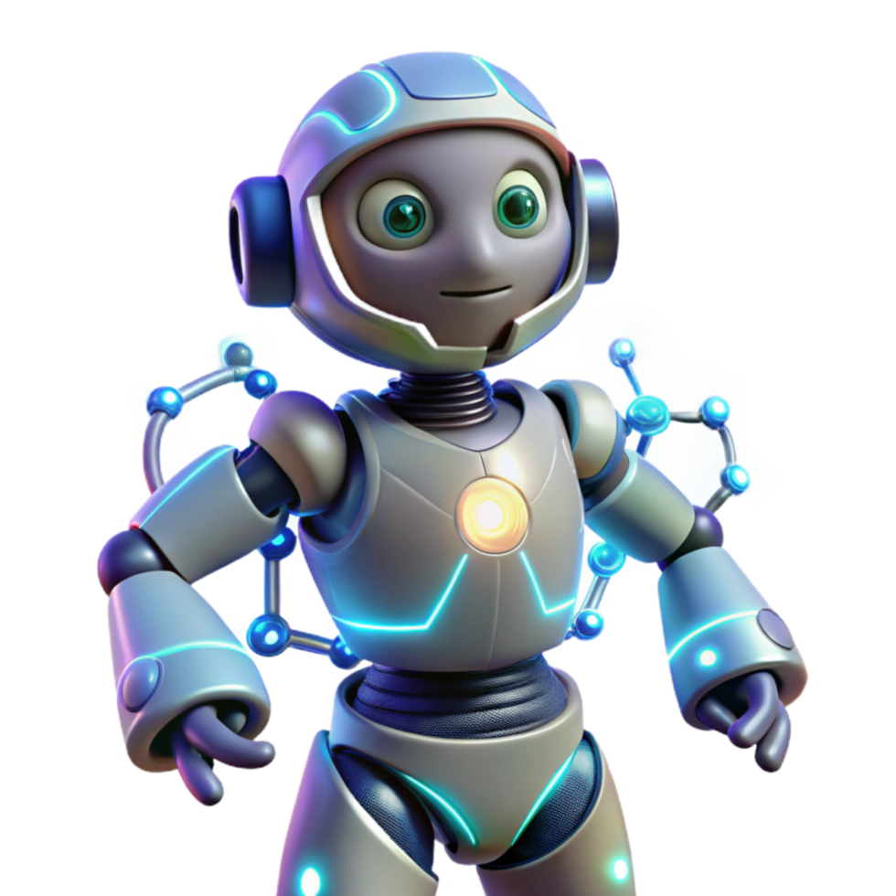 Friendly Robot 3D Render of Futuristic Bot png