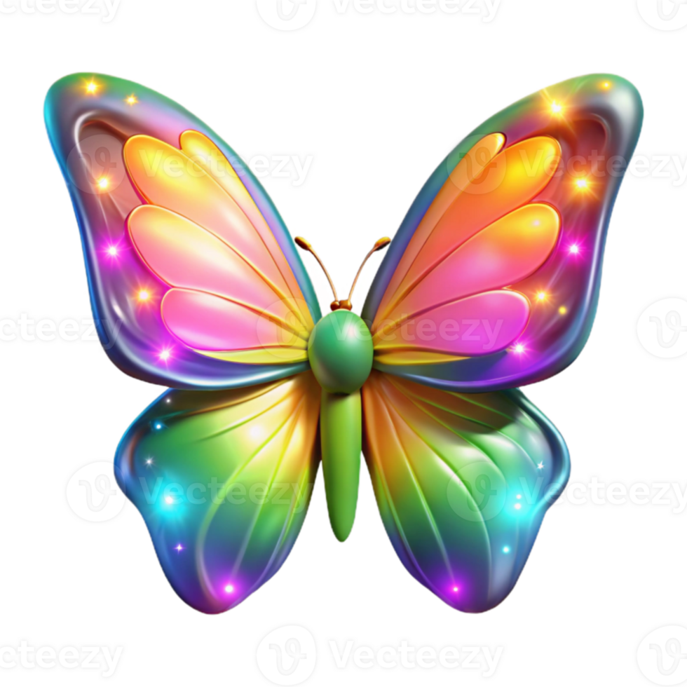vibrant abstract Luminous Butterfly 3D Render exclusive png