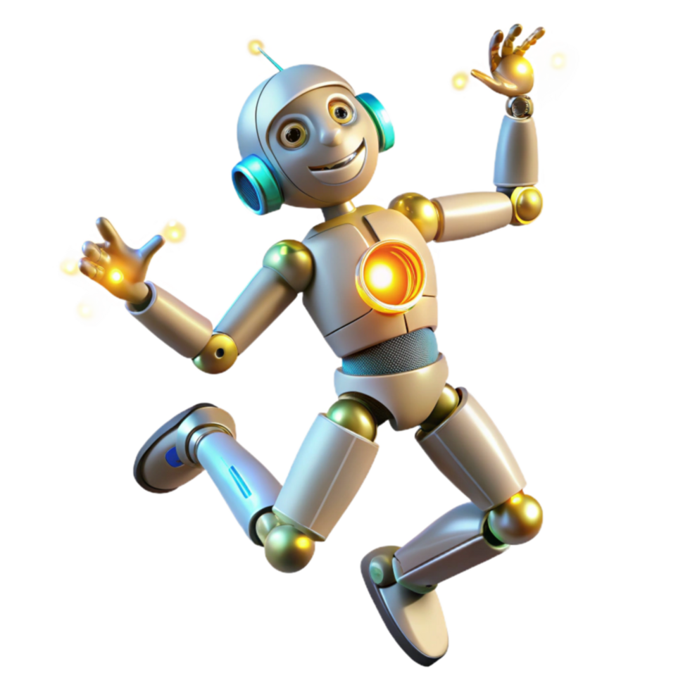 Joyful Jumping Robot 3D Animation png