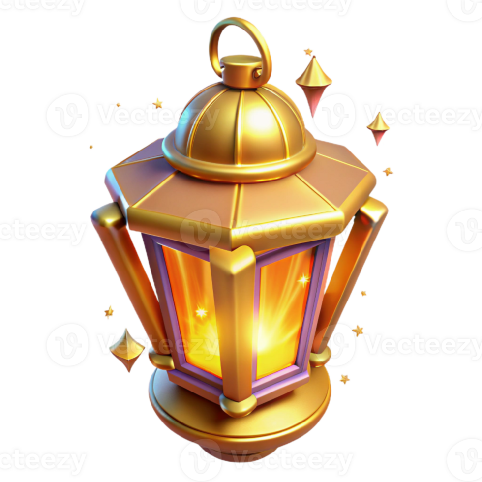 impressive creative Glowing Golden Lantern 3D Render exclusive png