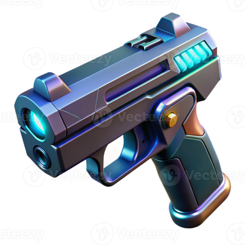 impressive classic Futuristic Handgun 3D Render professional png