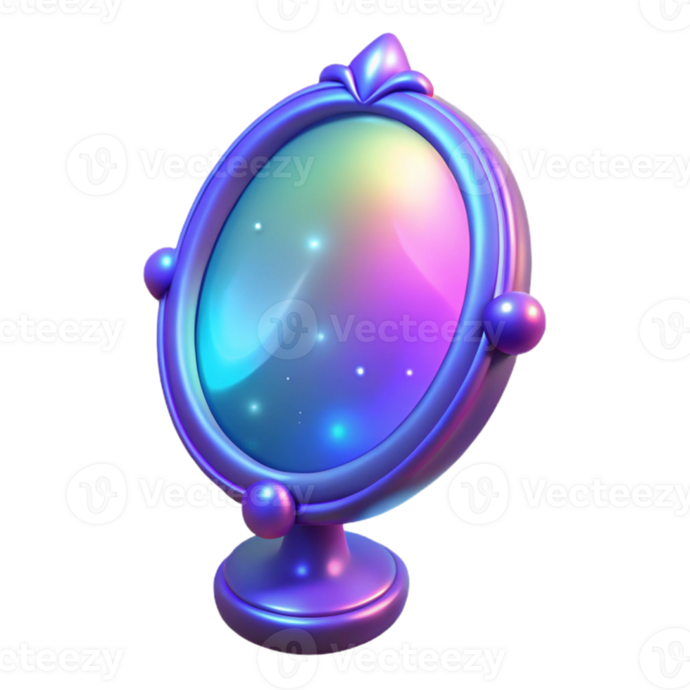 serene creative 3D Render Magical Mirror, Fantasy, Galaxy Reflection genuine png