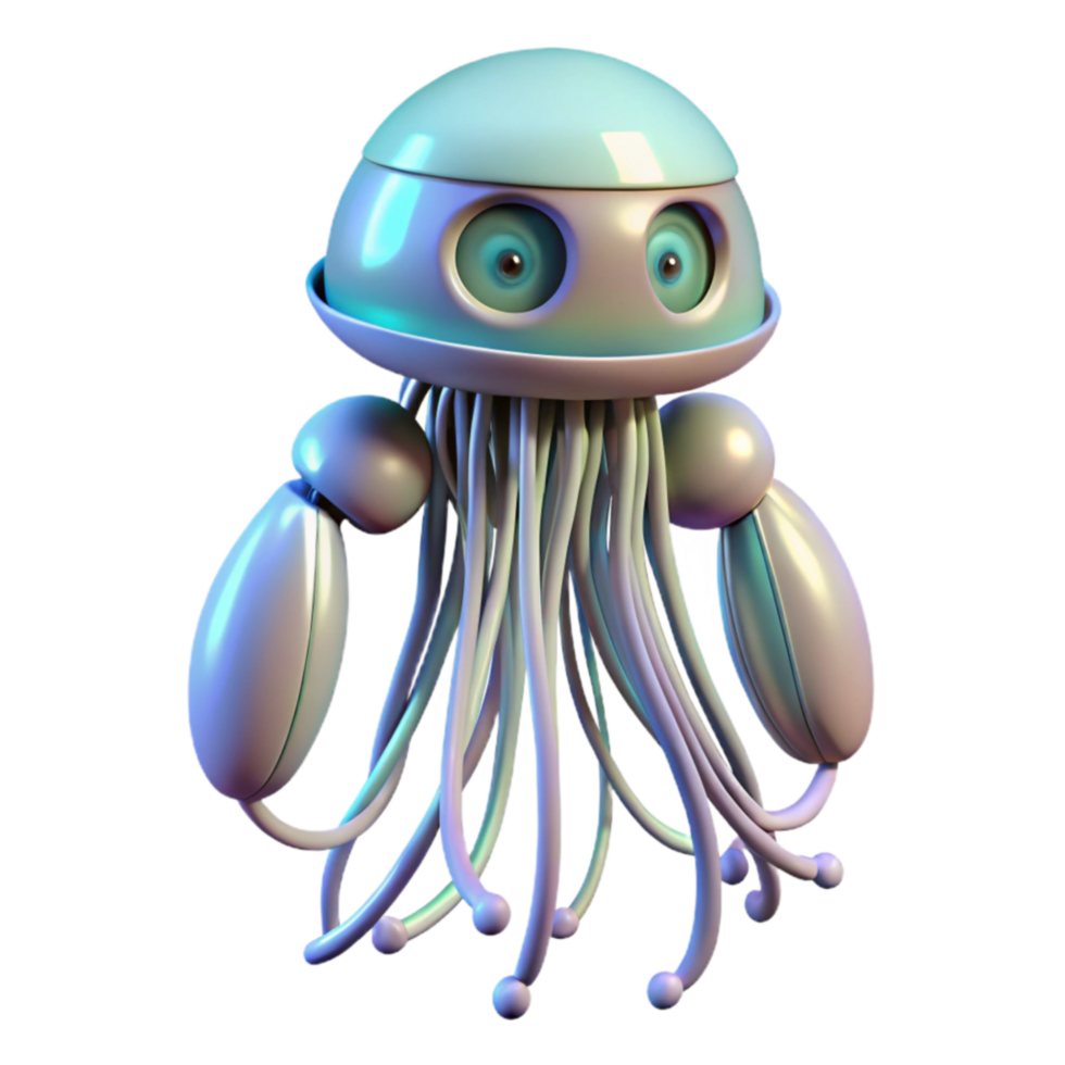 Futuristic Jellyfish Robot 3D Render png