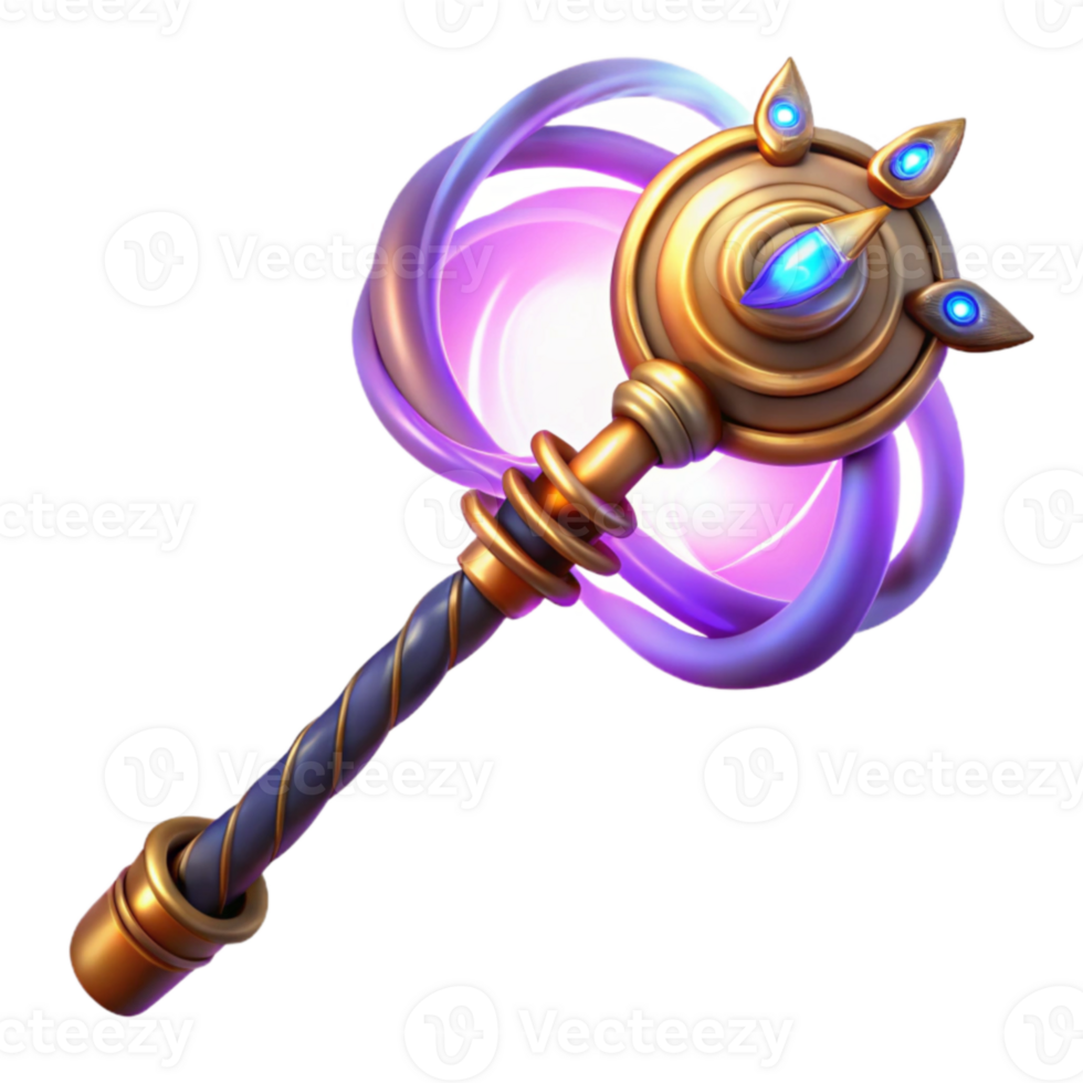 magnificent classic Fantasy 3D Render Magical Staff authentic png