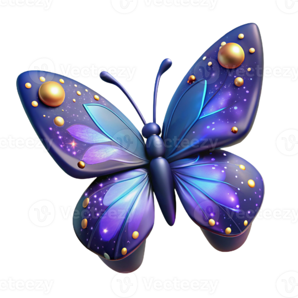 beautiful vintage 3D Render of a Sparkling Butterfly professional png