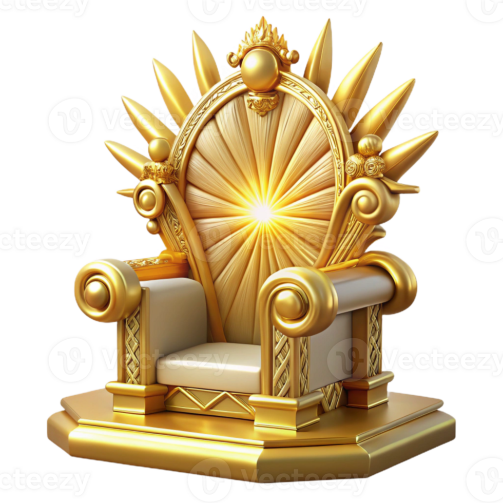 impressive rustic Golden Throne 3D Render detailed png