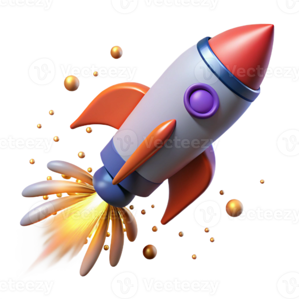 Rocket Launch Space Exploration, 3D Animation, Cartoon Style png