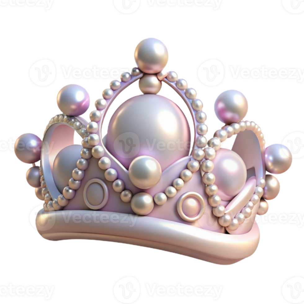 magnificent classic Pearl Crown 3D Render original png
