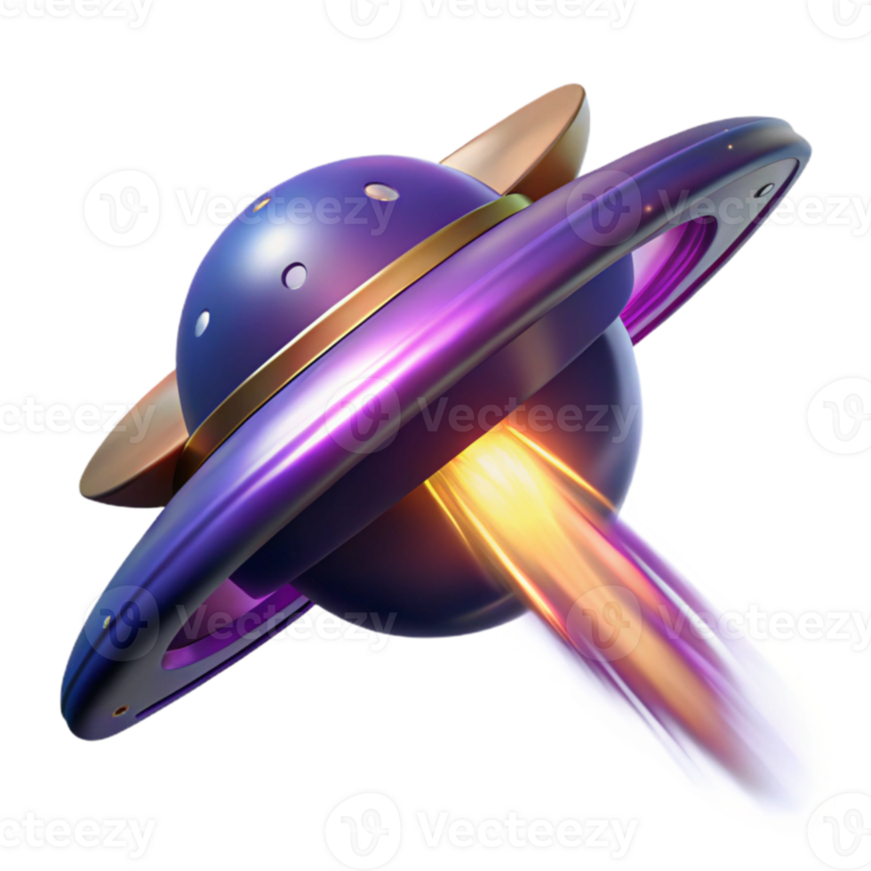 vibrant contemporary 3D Render of a Futuristic Spaceship premium png