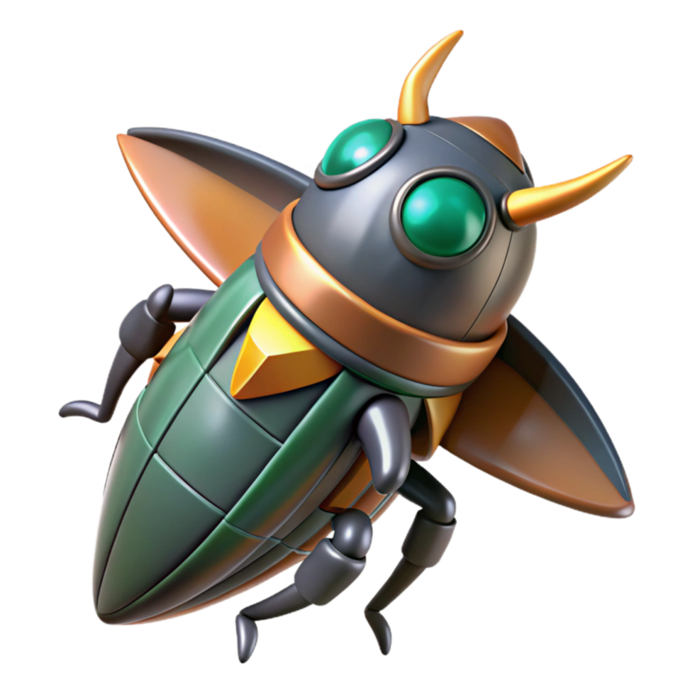 Cybernetic Beetle 3D Render of Futuristic Insect png