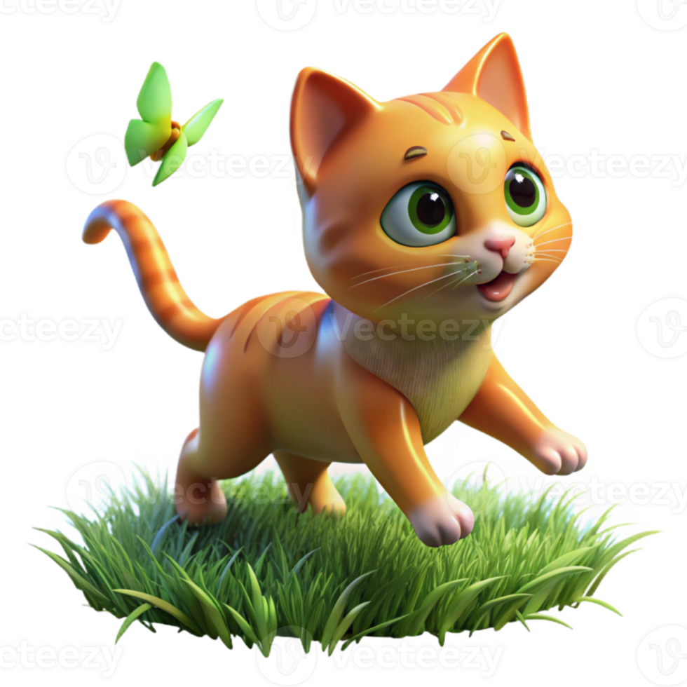 beautiful artistic Cute Kitten 3D Render detailed png