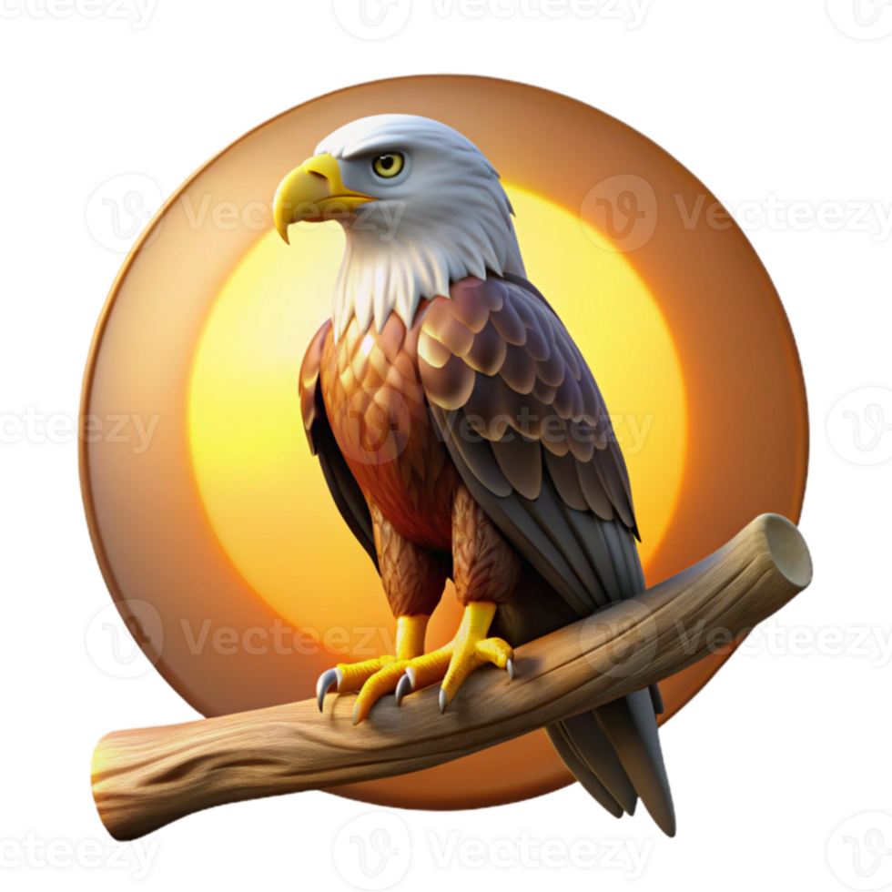 elegant abstract Majestic Eagle 3D Render Sunset Background high quality png