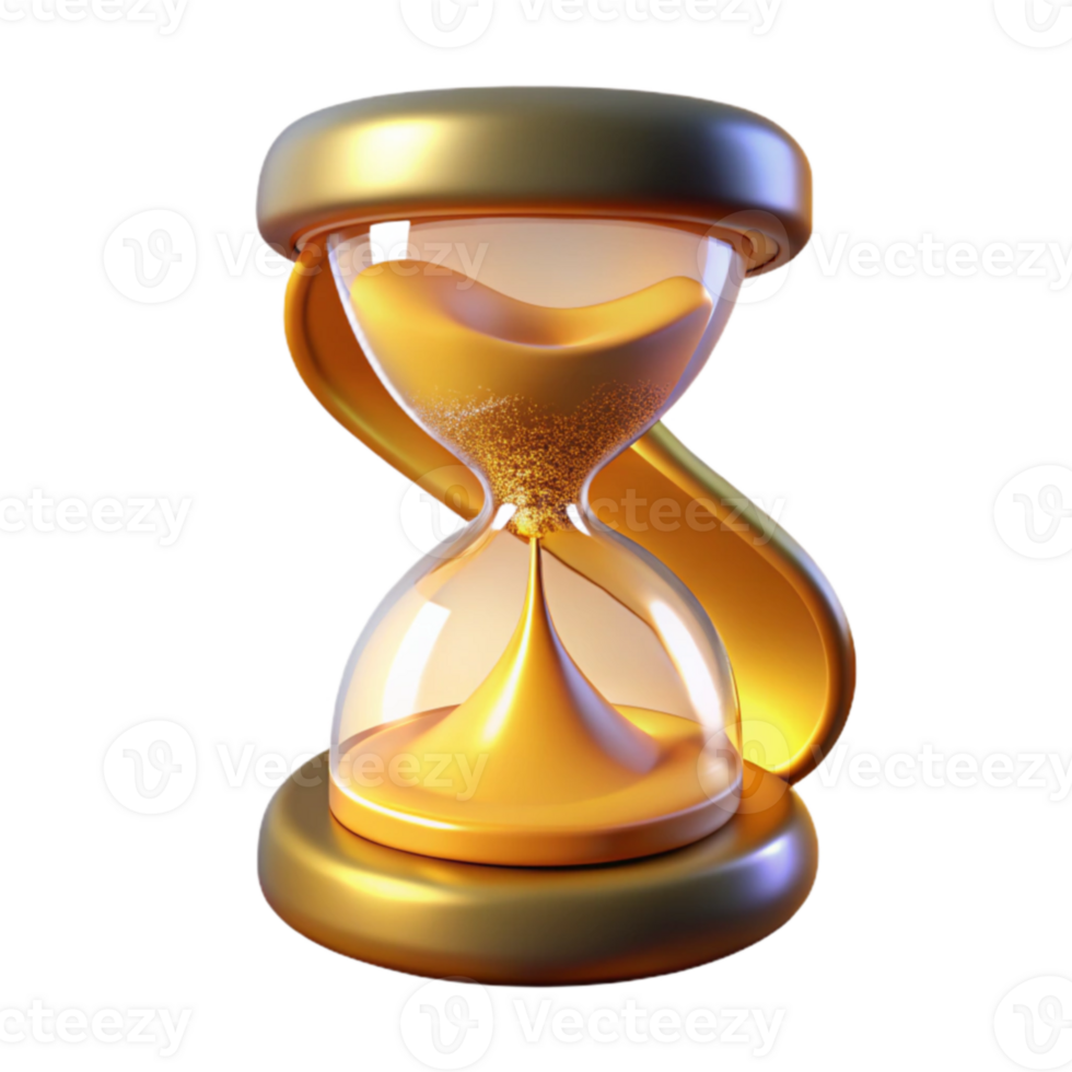stunning creative Golden Hourglass 3D Render professional png