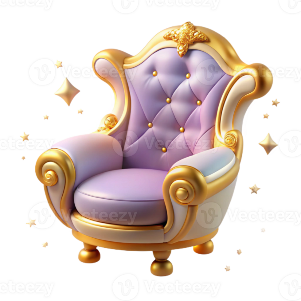 stunning minimalist Lavender Royal Armchair 3D Render high quality png