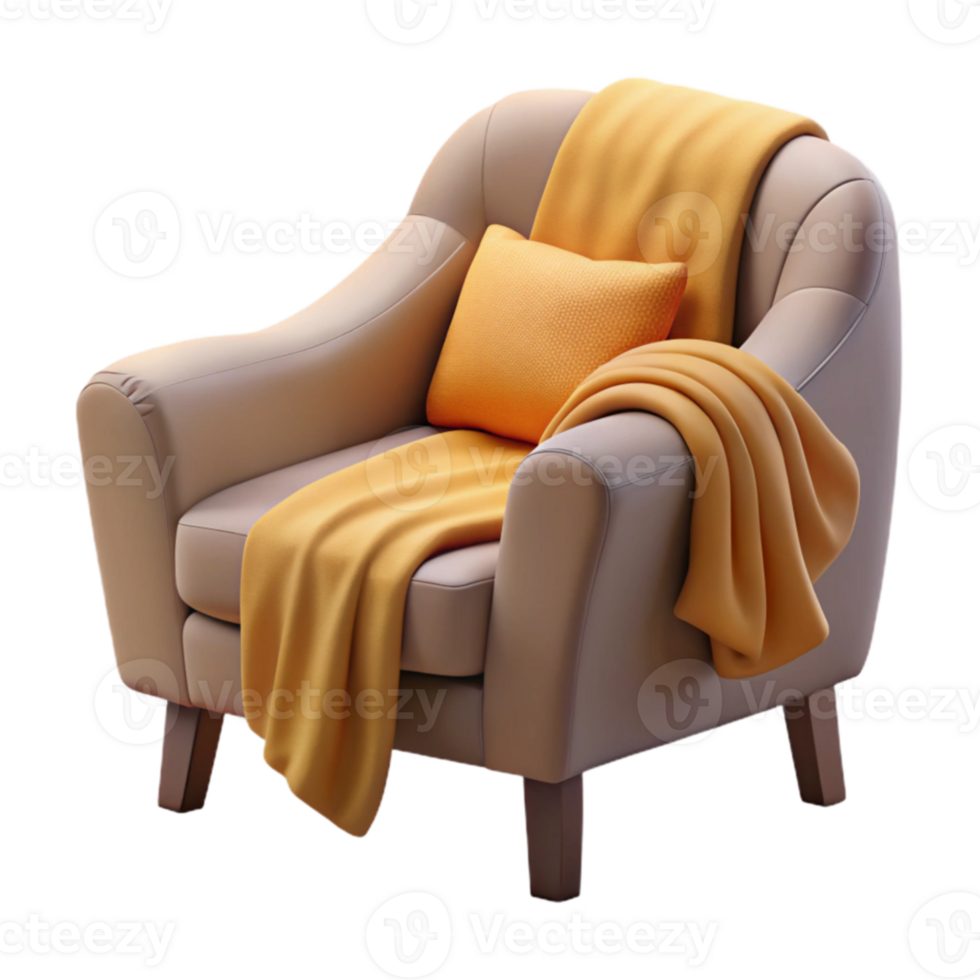 impressive modern Cozy Armchair 3D Render premium png