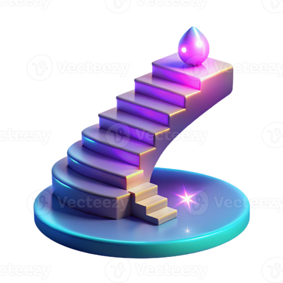 vibrant rustic 3D Render Curved Staircase to Success authentic png