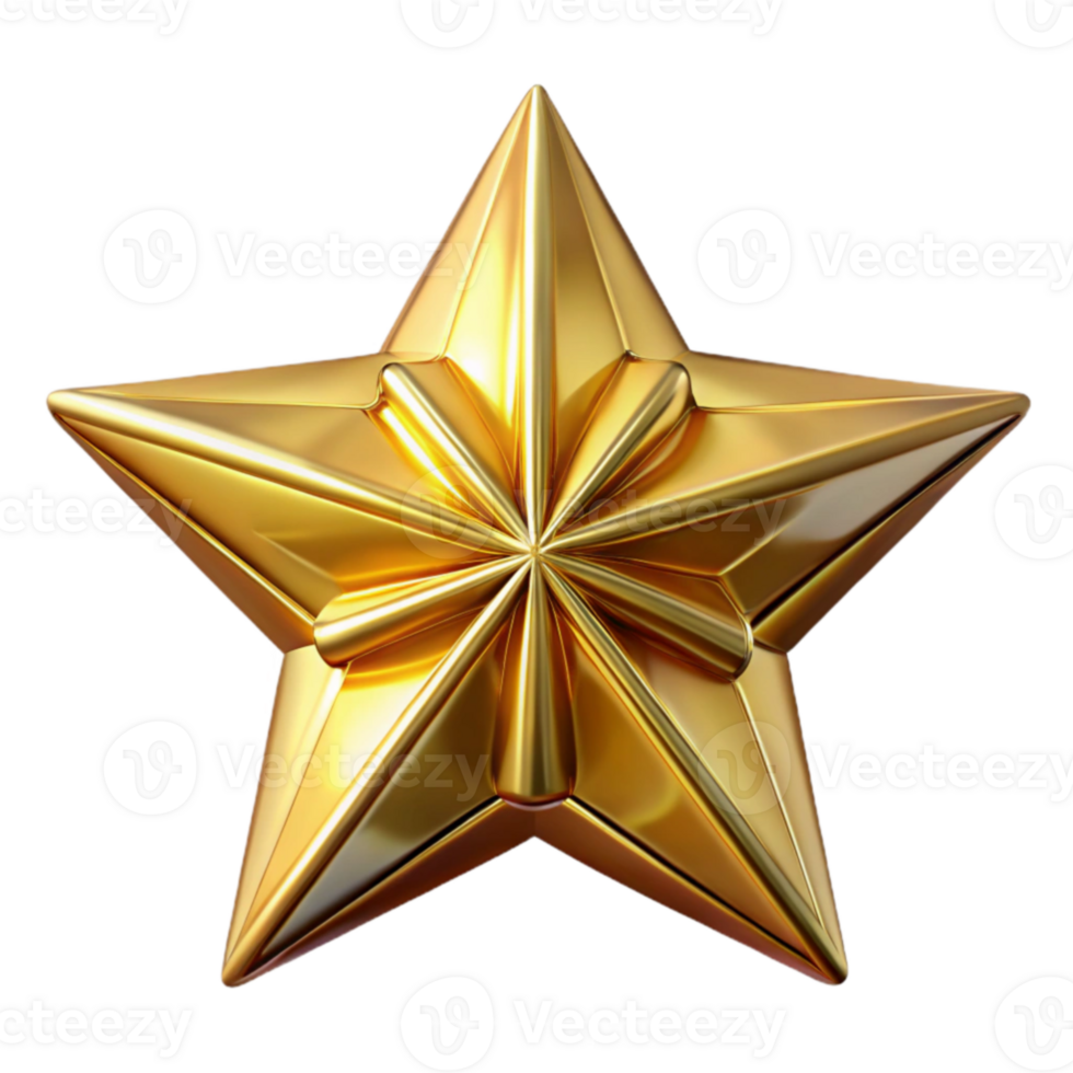 beautiful modern Golden Star 3D Render detailed png