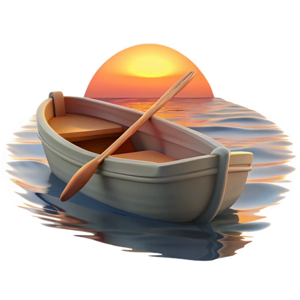Sunset Rowboat Tranquil Waters, Serene Journey png