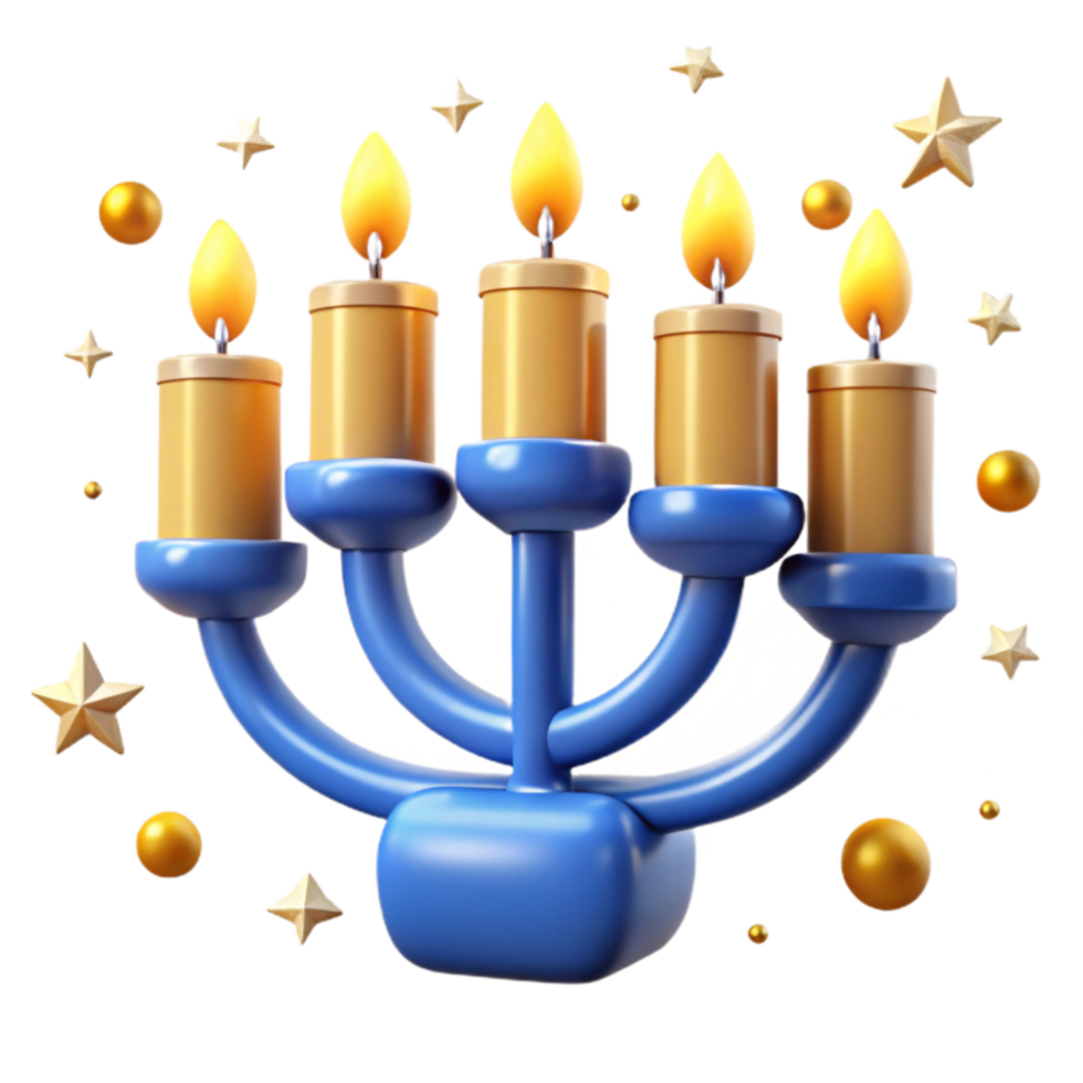 Glowing Candles on Festive Menorah png