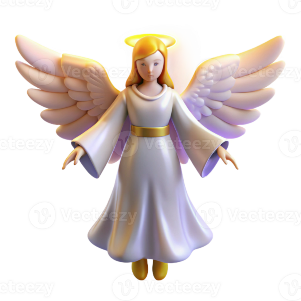 impressive modern 3D Render of Angelic Figure with Wings detailed png