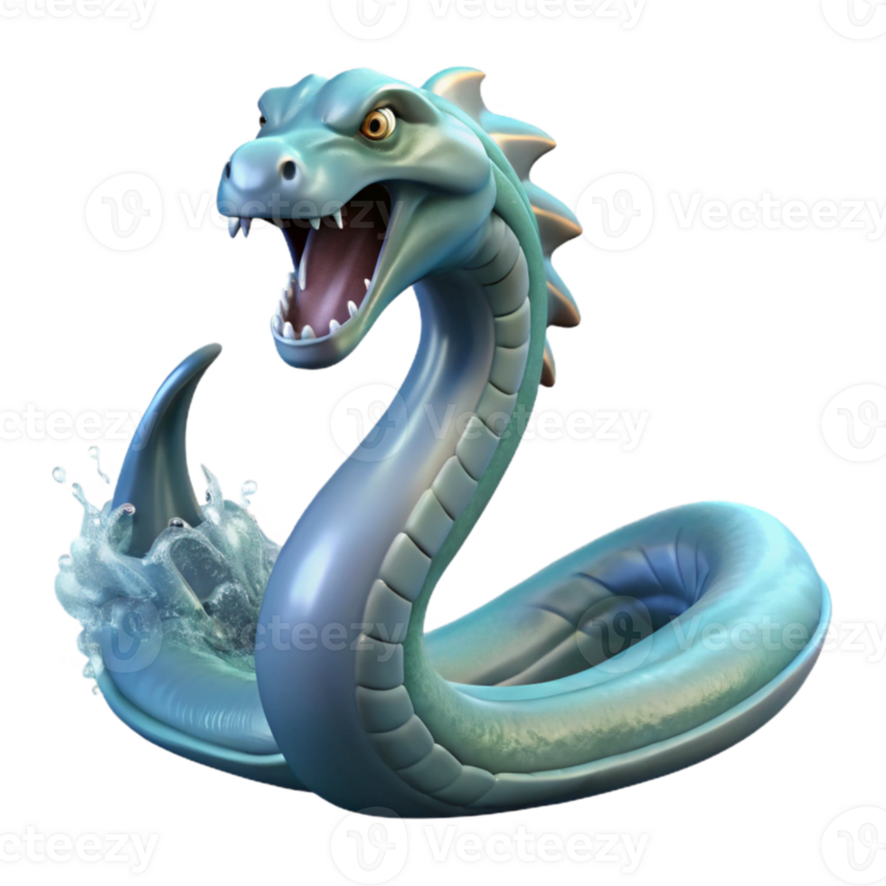 vibrant abstract 3D Render of Mythical Sea Serpent high quality png