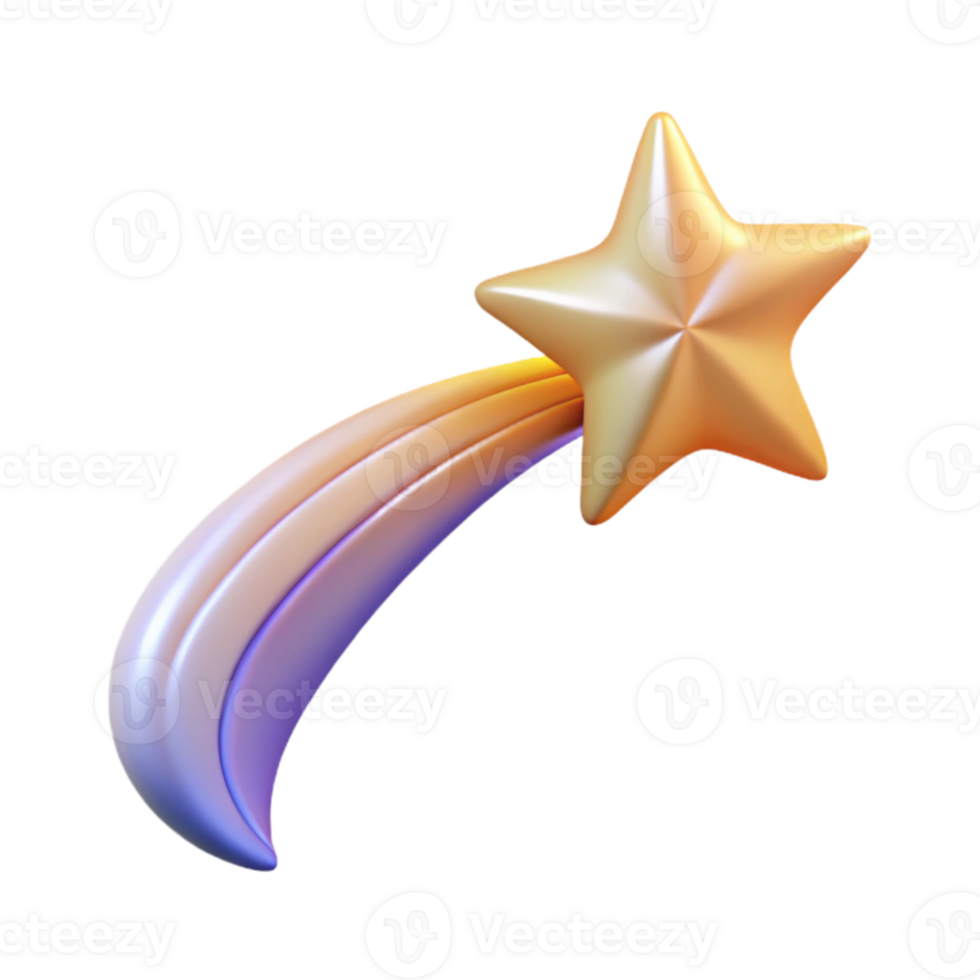 extraordinary traditional 3D Render Golden Star Trail Illustration authentic png