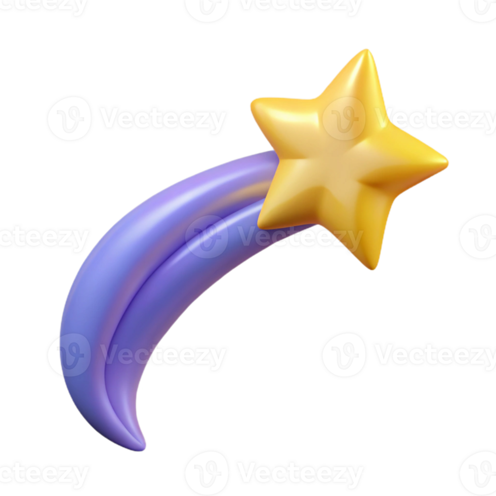 serene rustic 3D Render Purple Shooting Star detailed png