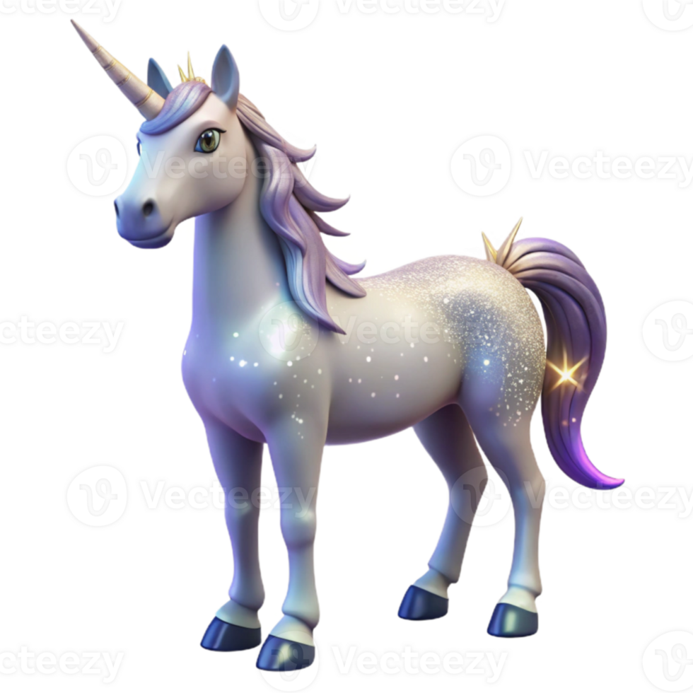 elegant vintage Sparkling Unicorn 3D Render authentic png