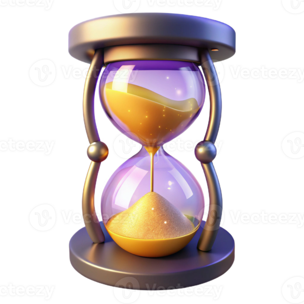 vibrant modern Golden Hourglass 3D Render professional png