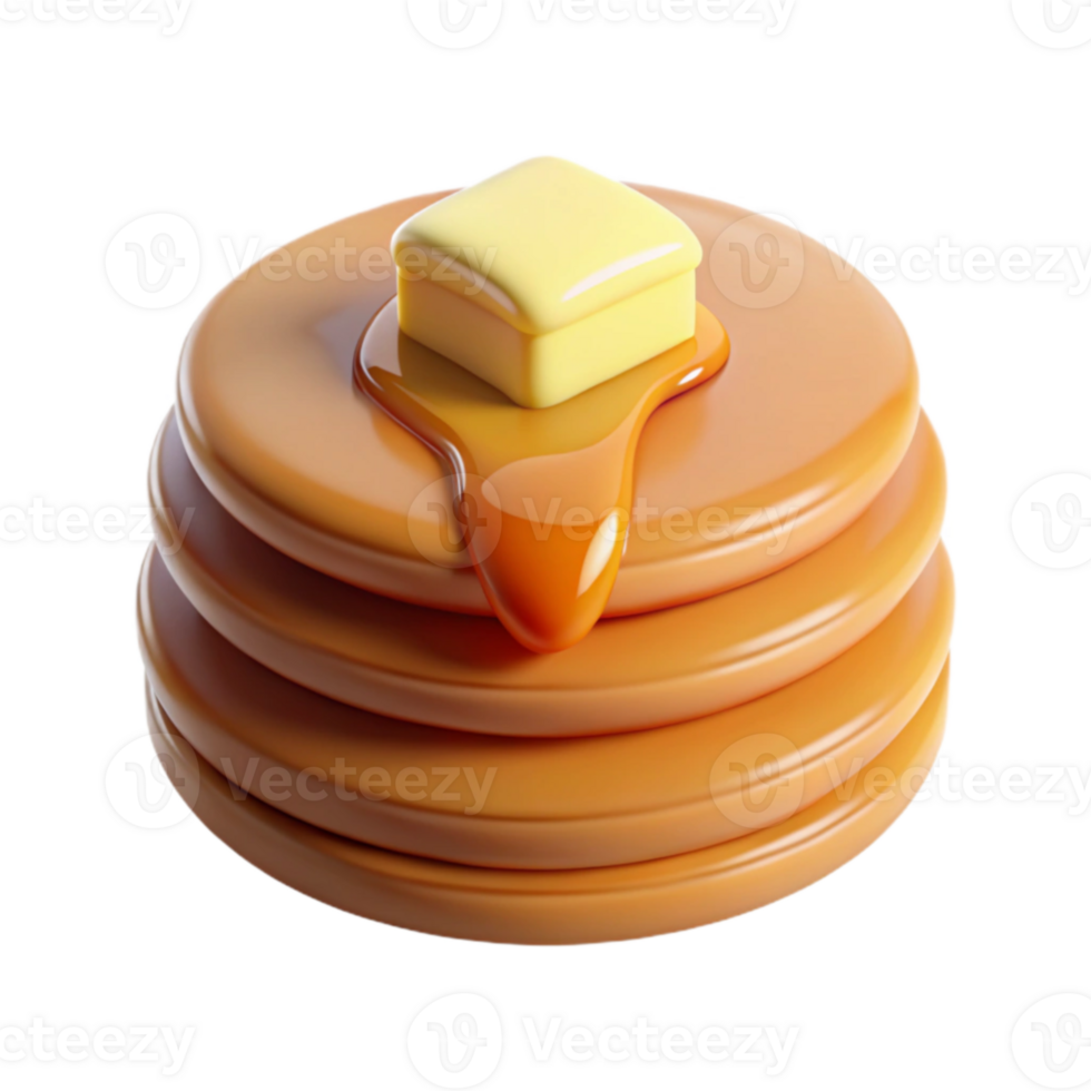 magnificent artistic Buttery Syrup Pancakes 3D Render original png