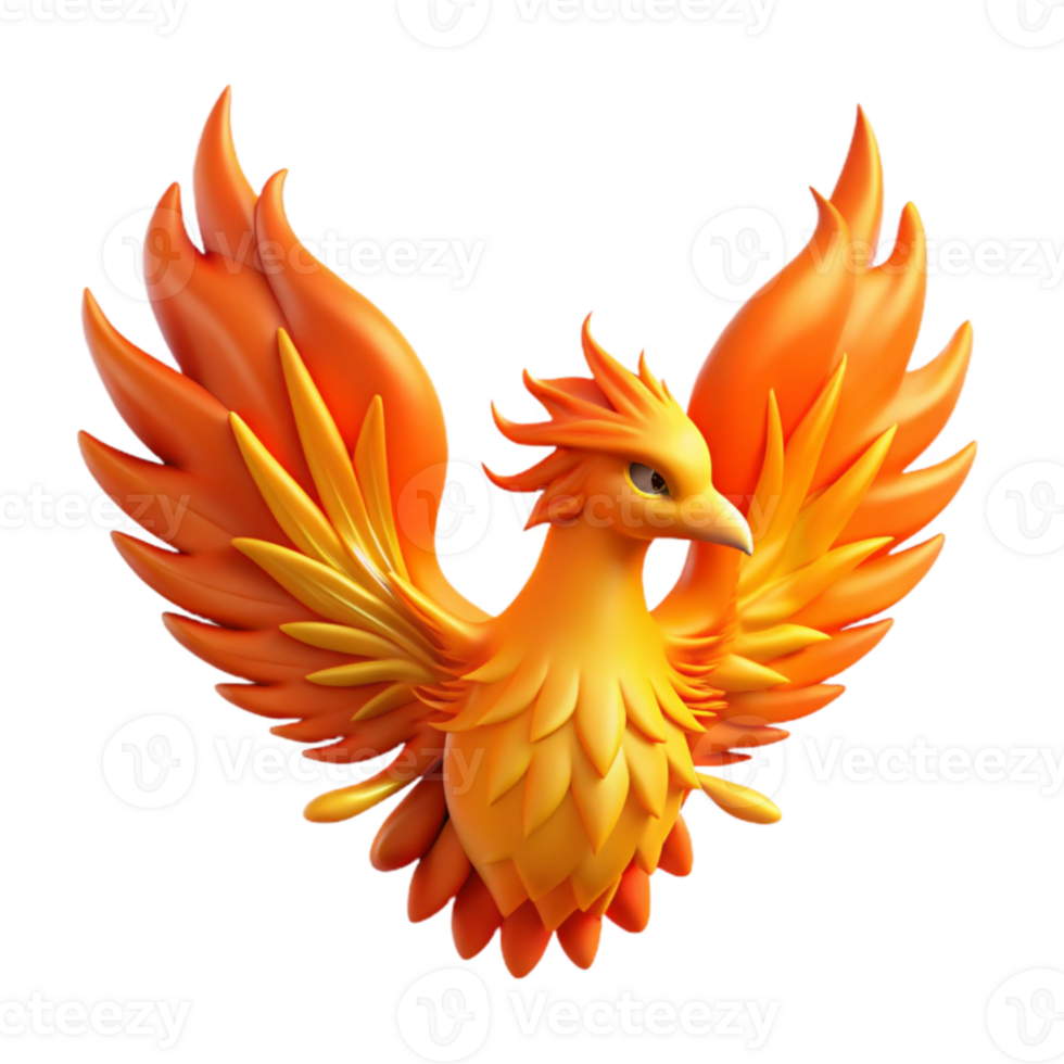 wonderful rustic 3D Render Fiery Phoenix Illustration high quality png