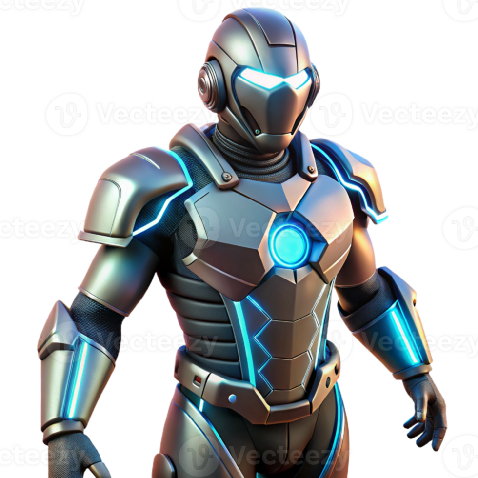impressive modern Futuristic Armored Robot 3D Render 4K png