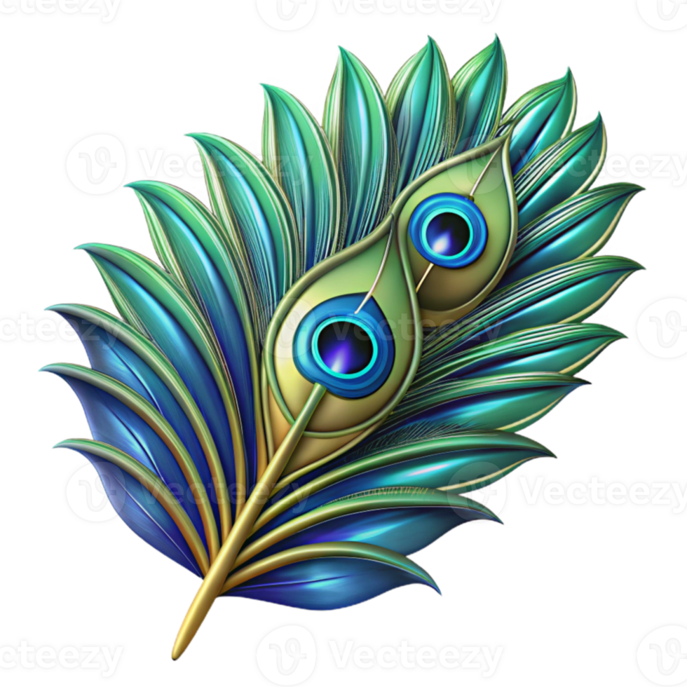 stunning modern 3D Peacock Feather Illustration authentic png