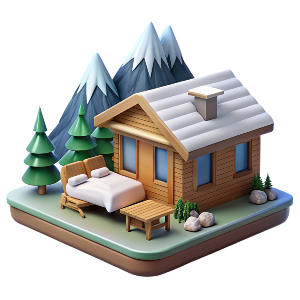 Mountain Cabin Getaway Cozy Winter Escape png