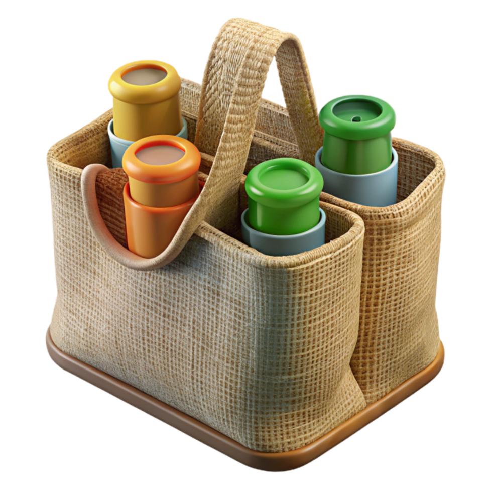 Reusable Container Set in Burlap Tote png